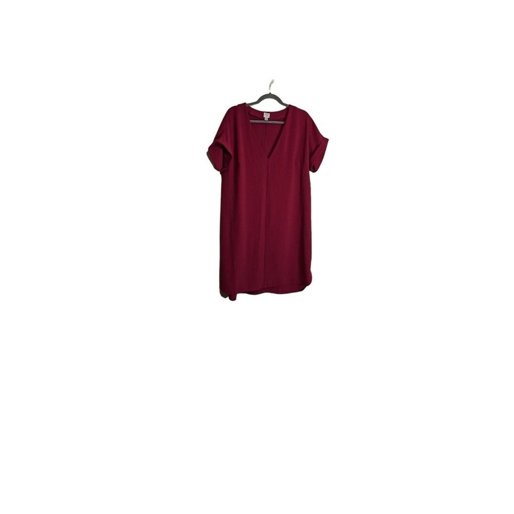 A New Day fuschia  Pink v neck cuffed sleeve Midi Sheath Dress size Medium - Picture 5 of 9